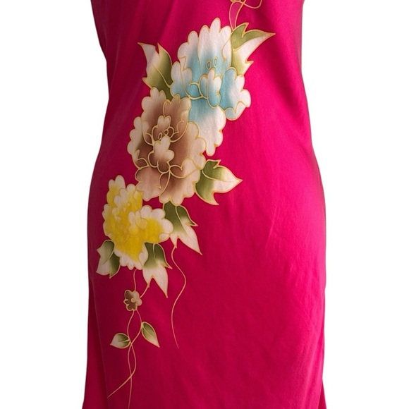 100% Silk Robe & Slip Dress Pink Bird Floral Luxury Shusimai Japan Silky S M Set - Picture 5 of 10